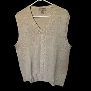 Country Cottons Cross Creek Men's Sweater Vest Cream Size M Silk Cotton Blend